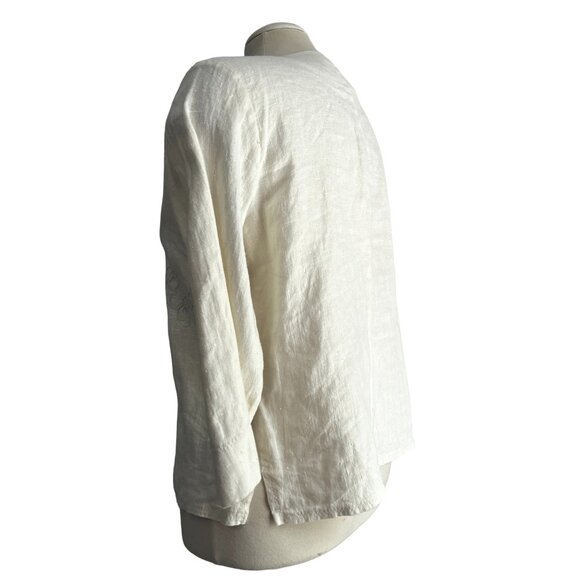 Harve Benard Vintage Linen Button Front Cardigan Sz 10 Womens White 3/4 Sleeve - Picture 10 of 15